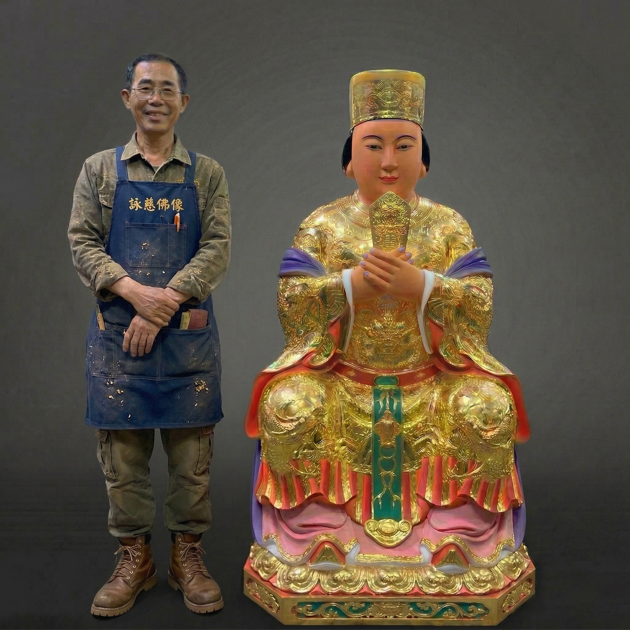 詠慈佛像雕刻師傅與媽祖聖像作品
